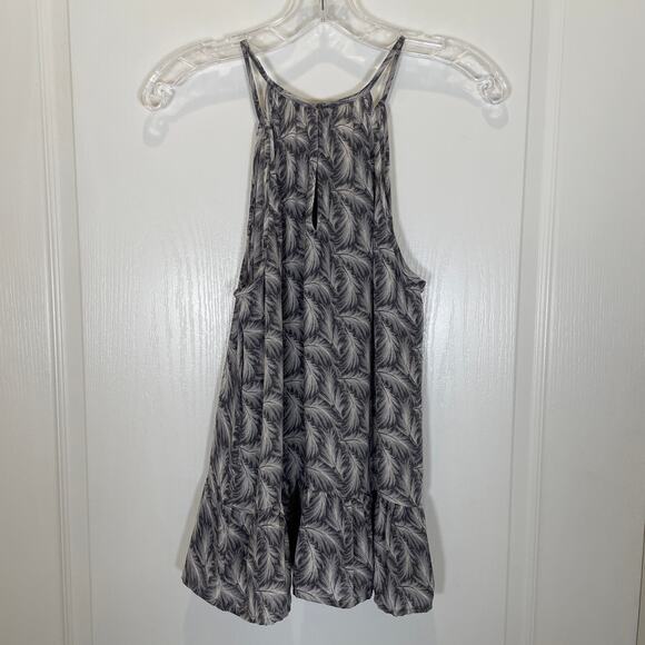 Joie Faustine Feathers Print High Neck Halter Tank Top Silk Gray White XS / S - Picture 5 of 5